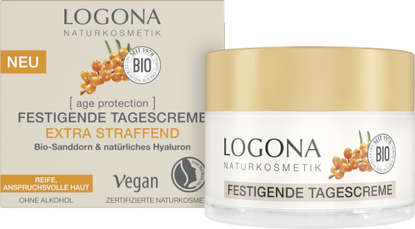 LOGONA AGE PROTECTION festigende Tagescreme extra straffend Bio-Sanddorn &amp; Natürliches Hyaluron, 50