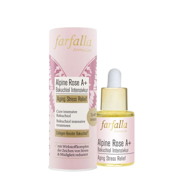 FARFALLA Alpine Rose A+ Bakuchiol Intensivkur, Aging Stress Relief, 15 ml