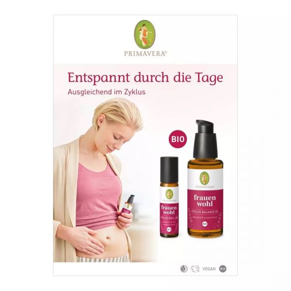 PRIMAVERA Einleger FRAUENWOHL Zyklusöl für Aufsteller/Display DIN A4